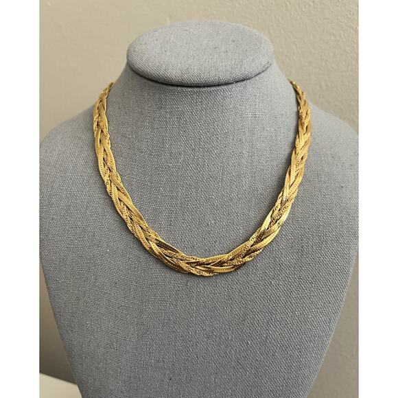 Vintage Lady Remington Gold Tone Braided Necklace - 18 Inch - Picture 1 of 7